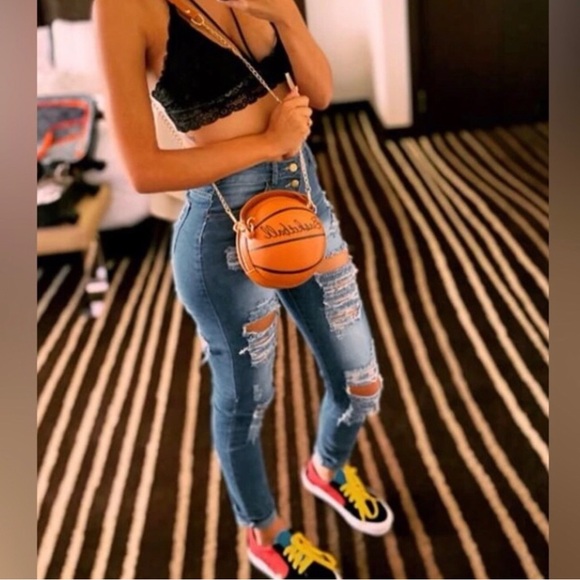 New Vegan Leather Mini Basketball Purse ~ Clutch Crossbody Basketball Bag - Picture 14 of 16